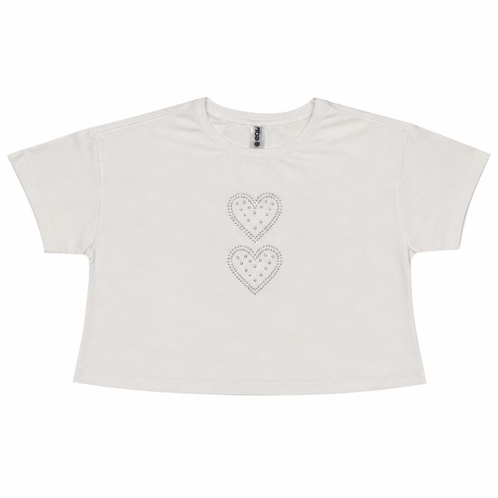 Blusa Corta Corazones Perlas