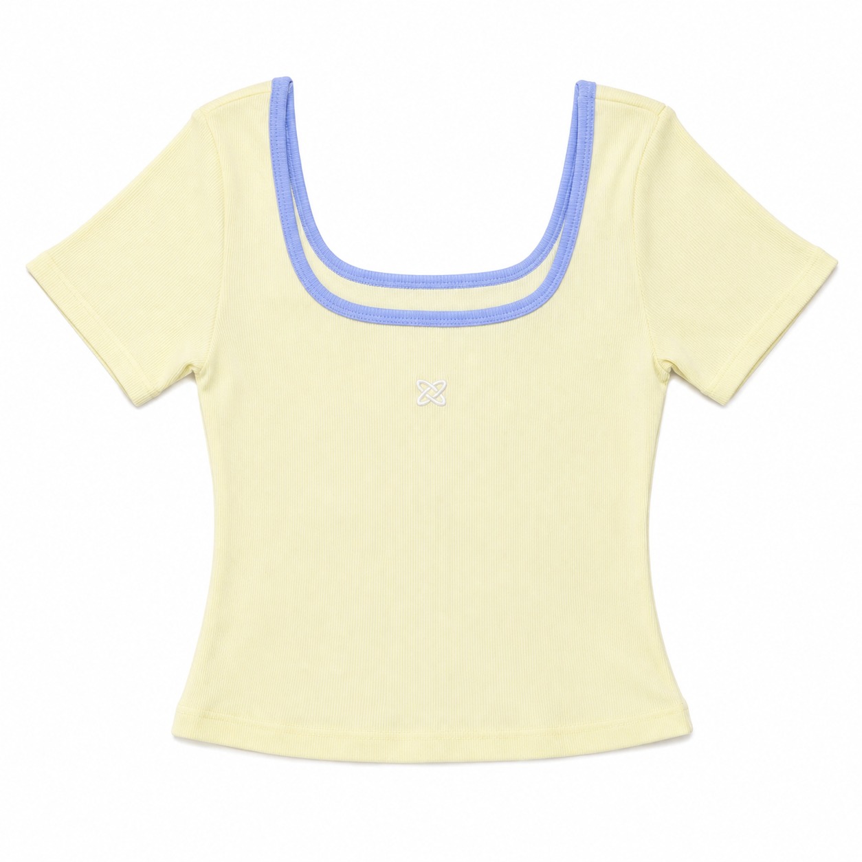 Blusa Cuello Cuadrado con Contraste - Amarillo + Azul bebé
