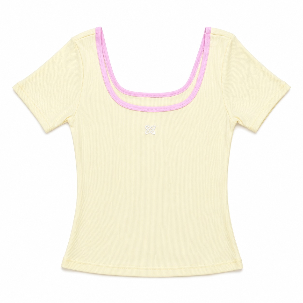 Blusa Cuello Cuadrado con Contraste - Amarillo + Rosado