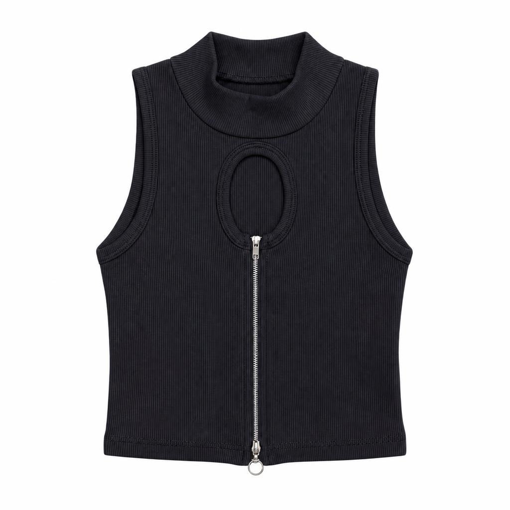 Blusa Hueco y Cierre Adelante - Negro