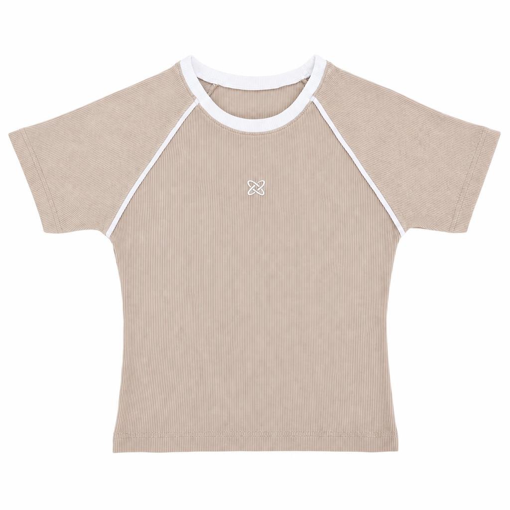 Blusa Linea Manga Cuello Redondo - Camel + Marfil