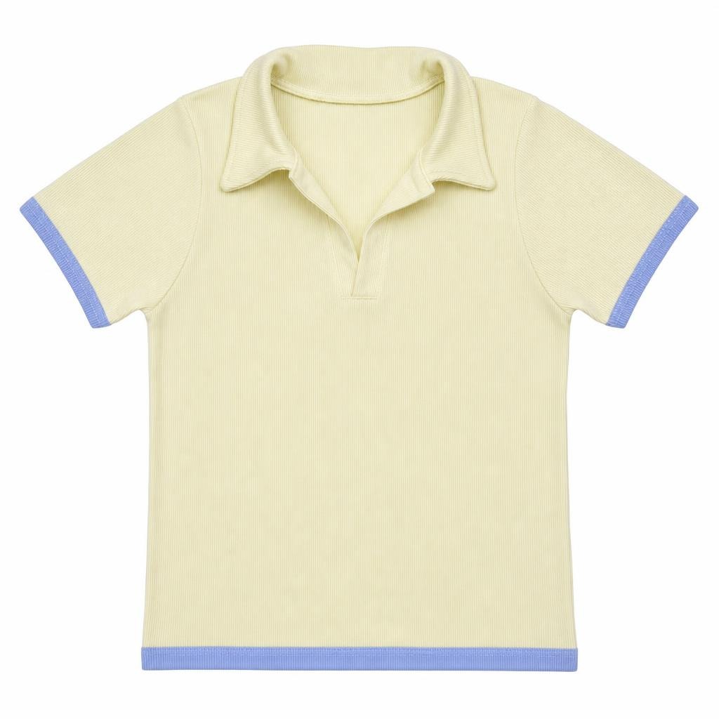 Blusa Polo Contraste - Amarillo + Azul bebé