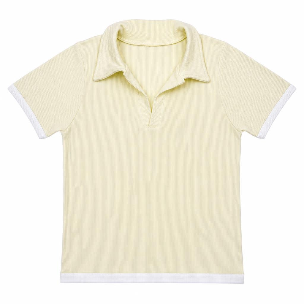 Blusa Polo Contraste - Amarillo + Marfil