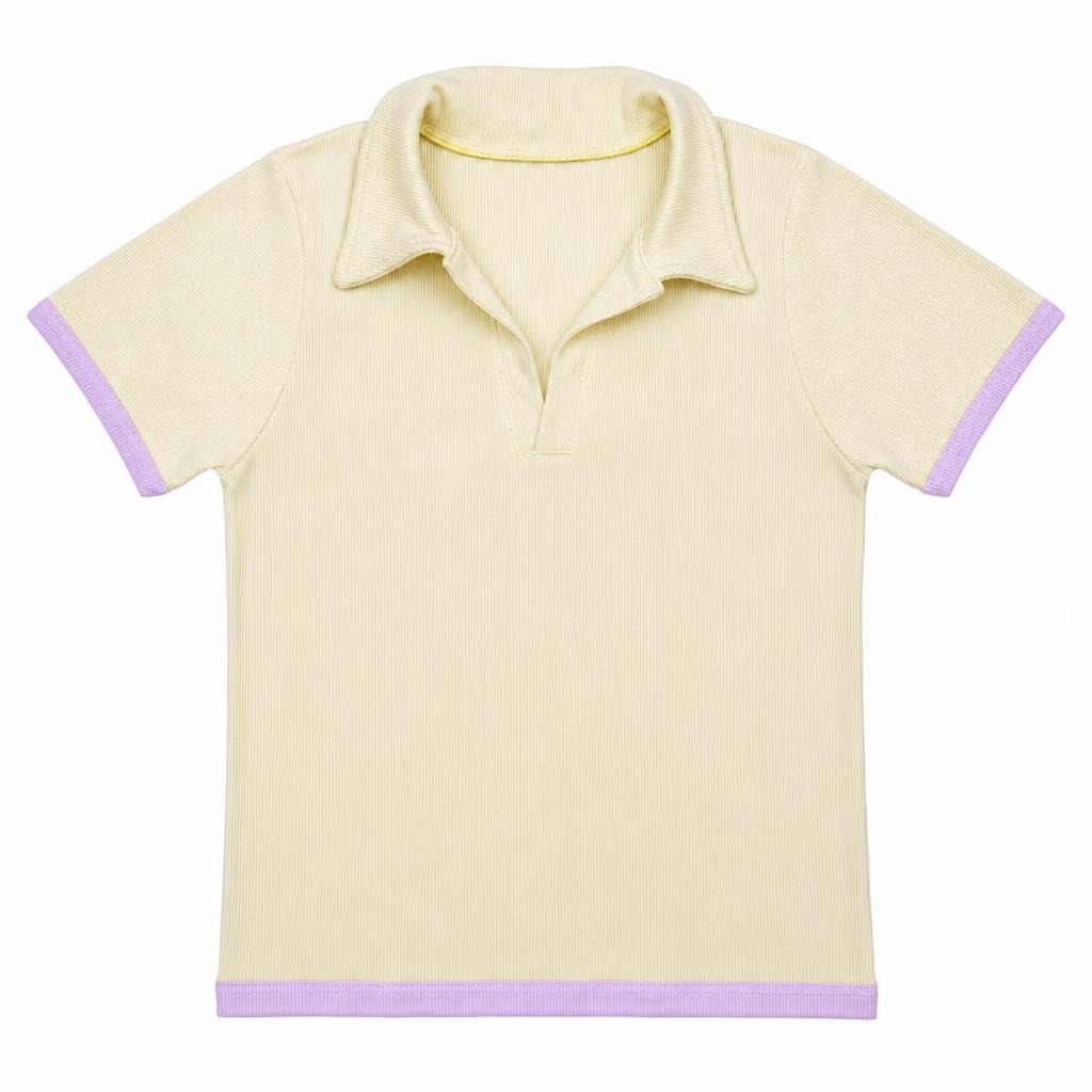 Blusa Polo Contraste - Amarillo + Rosado