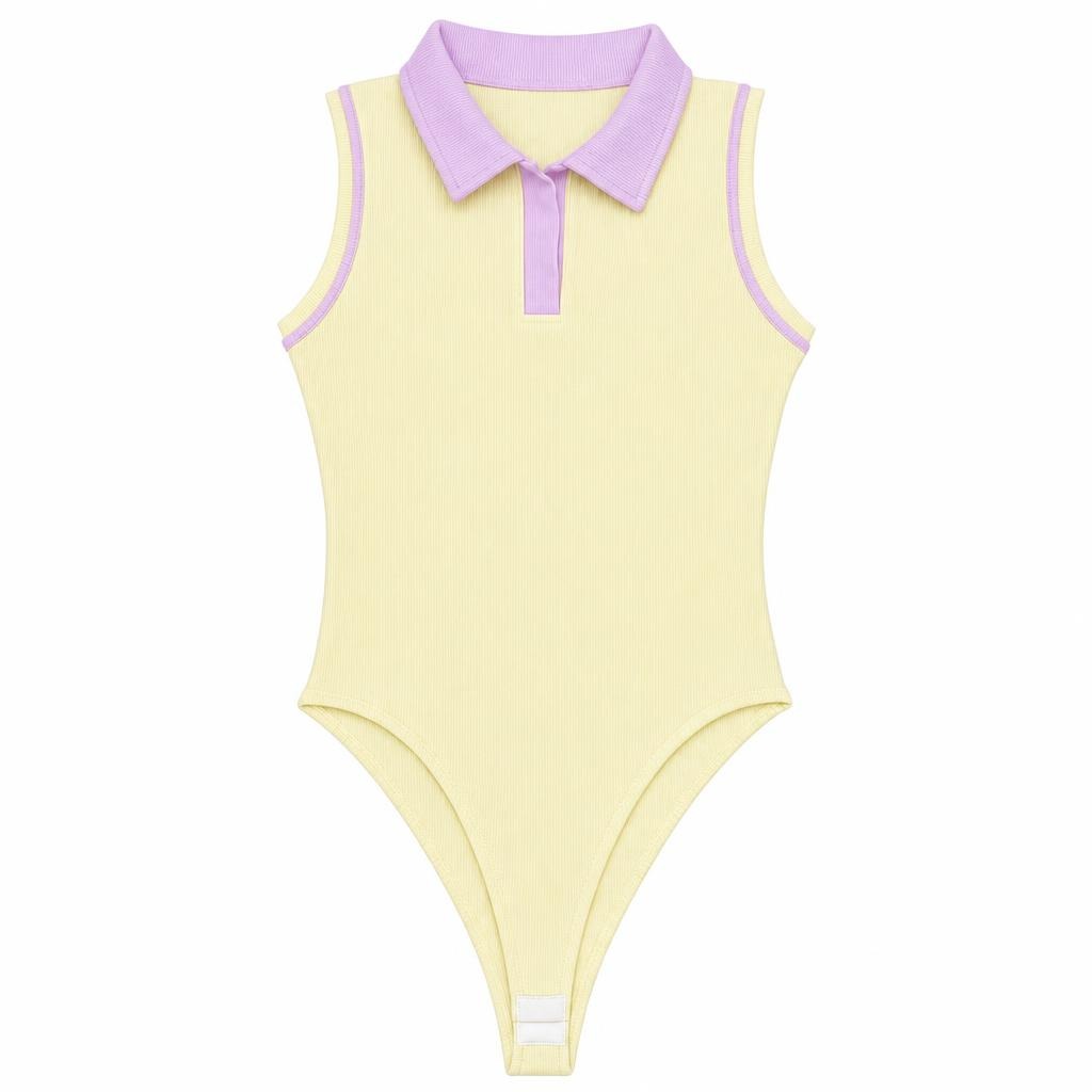 Body Contraste Siza Polo - Amarillo + Rosado