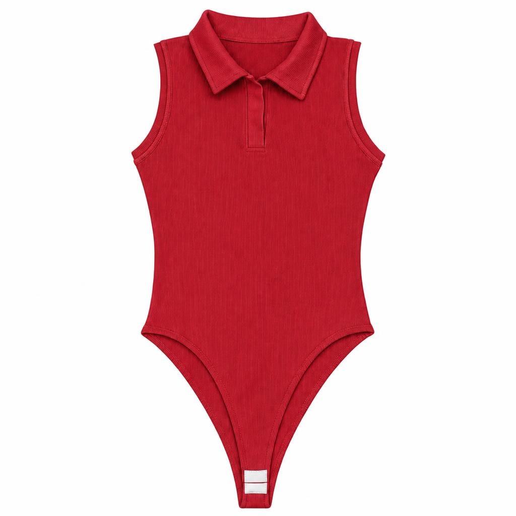 Body Contraste Siza Polo - Rojo + Marfil