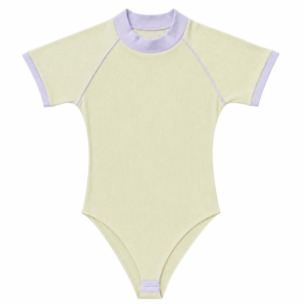Body Cuello Alto con Contraste - Amarillo + Marfil