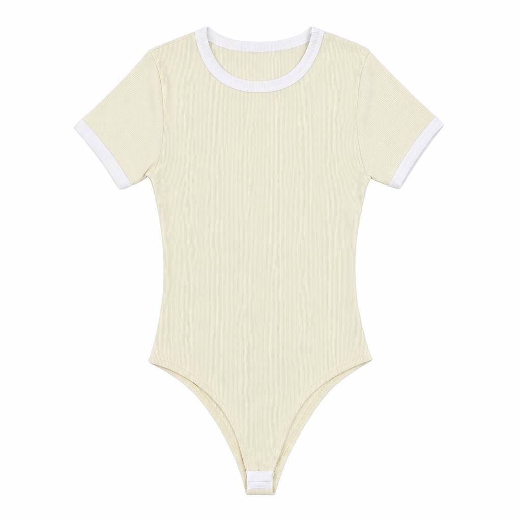 Body Cuello Puño Combinado - Amarillo + Marfil
