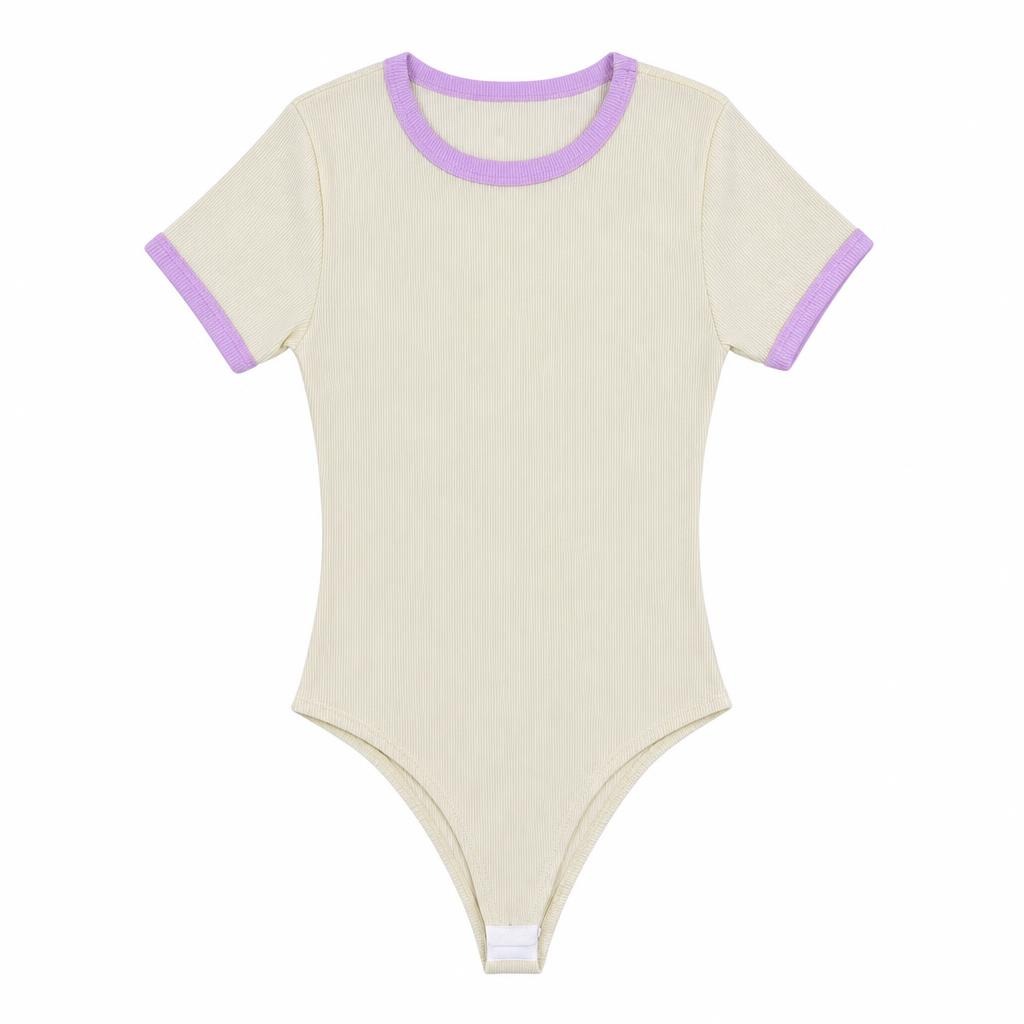 Body Cuello Puño Combinado - Amarillo + Rosado
