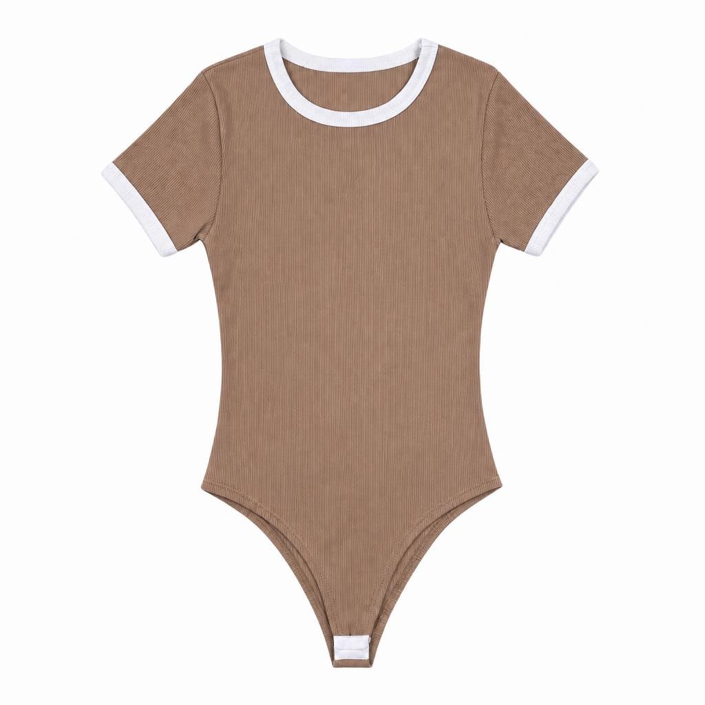 Body Cuello Puño Combinado - Café + Marfil