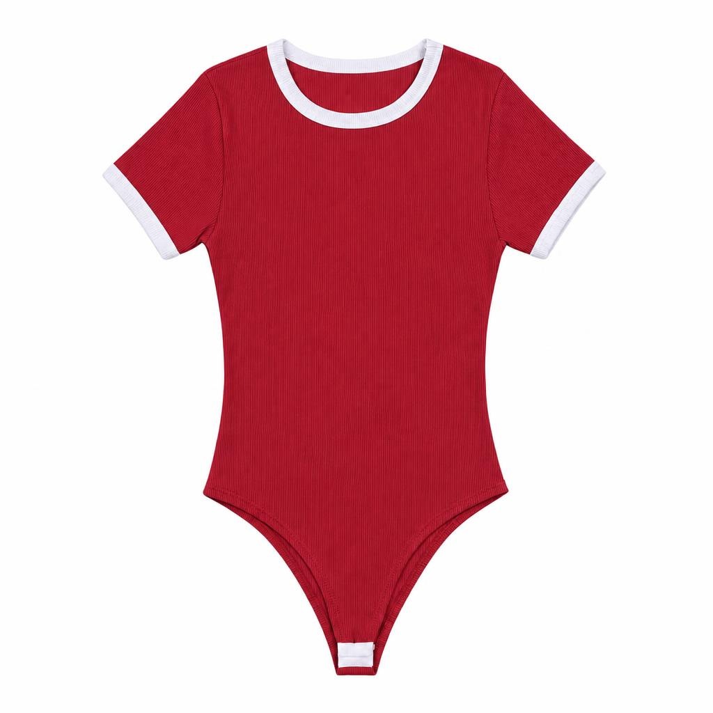 Body Cuello Puño Combinado - Rojo + Marfil