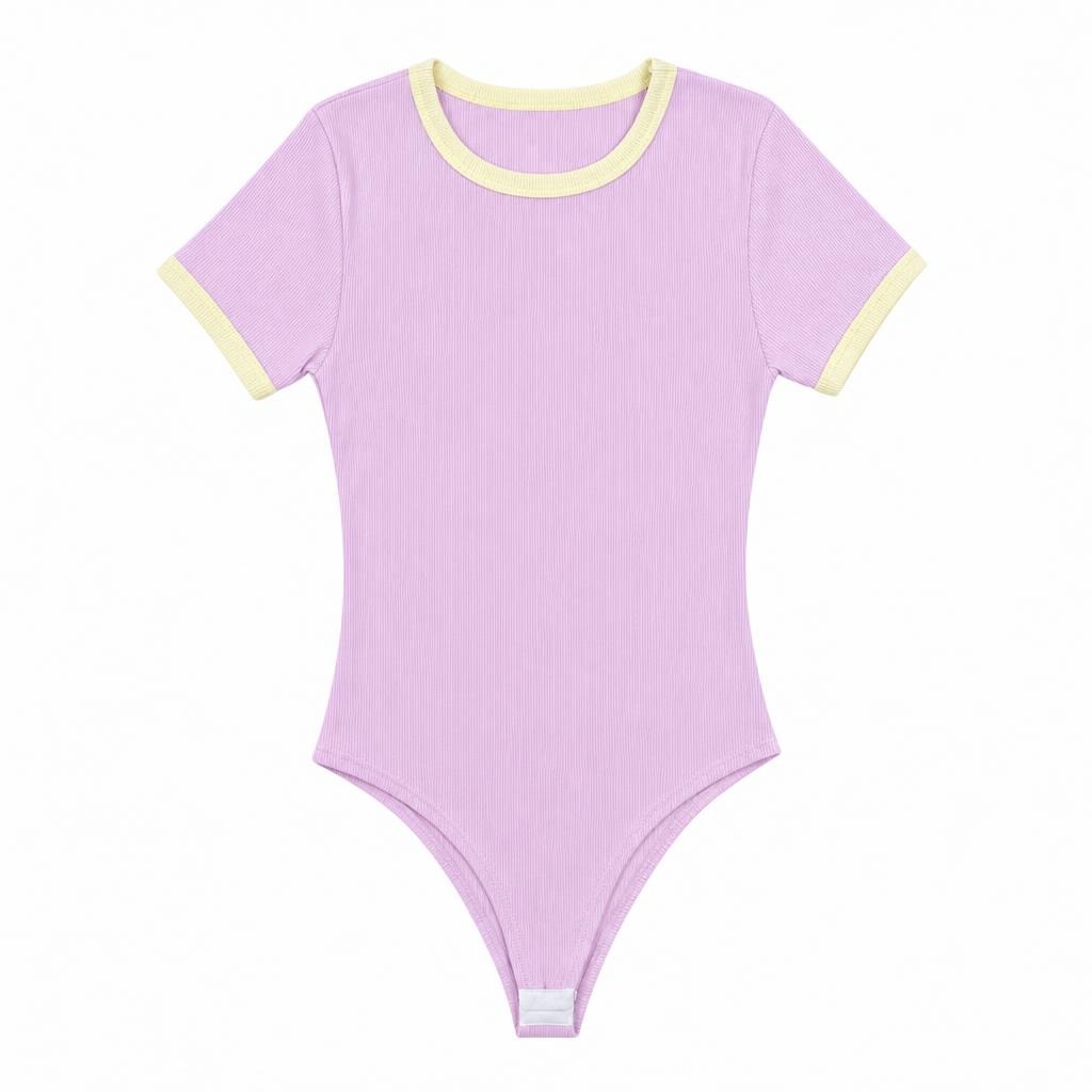 Body Cuello Puño Combinado - Rosado + Amarillo