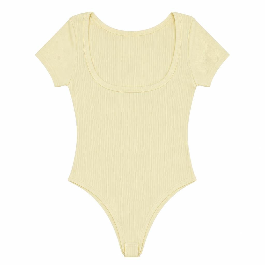 Body Escote Espalda Bicolor - Amarillo + Marfil