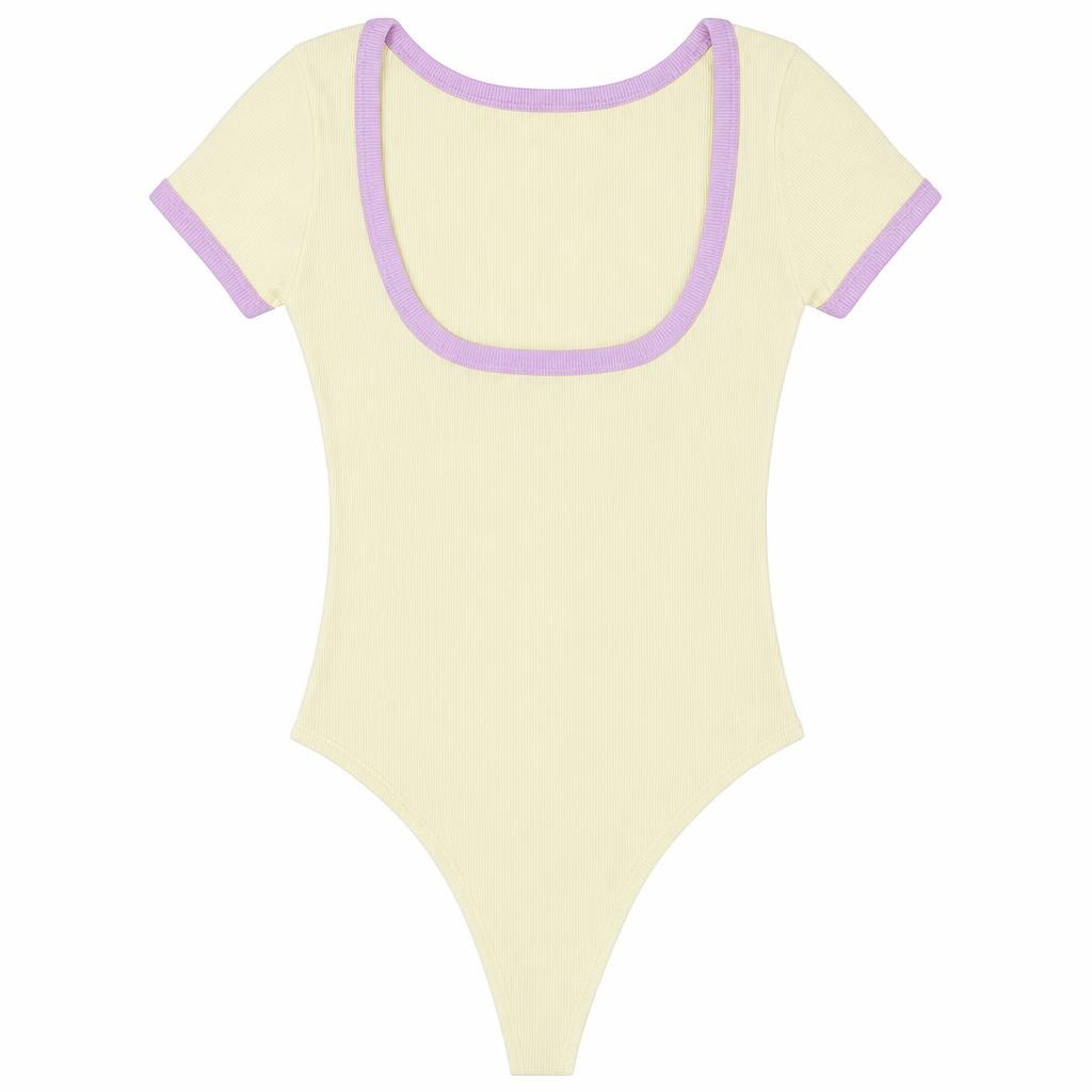 Body Escote Espalda Bicolor - Amarillo + Rosado
