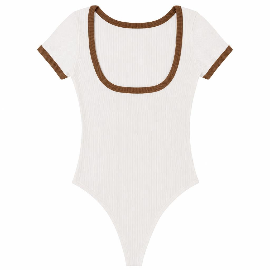 Body Escote Espalda Bicolor - Marfil + Café
