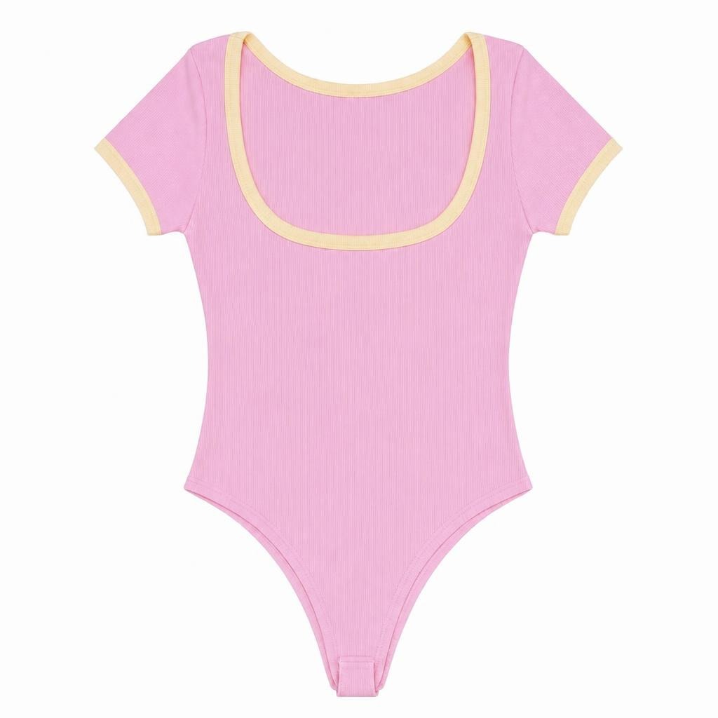 Body Escote Espalda Bicolor - Rosado + Amarillo