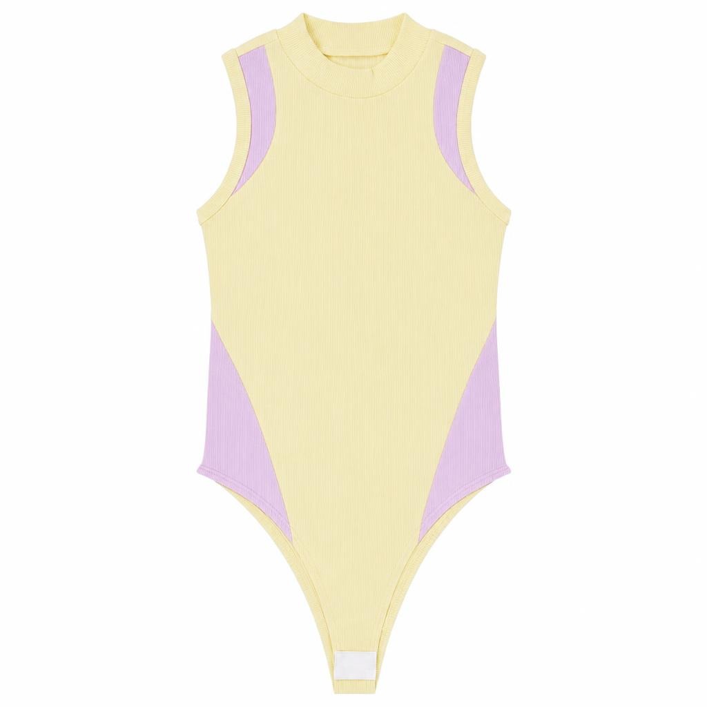 Body Galáctico Cuello Alto - Amarillo + Rosado