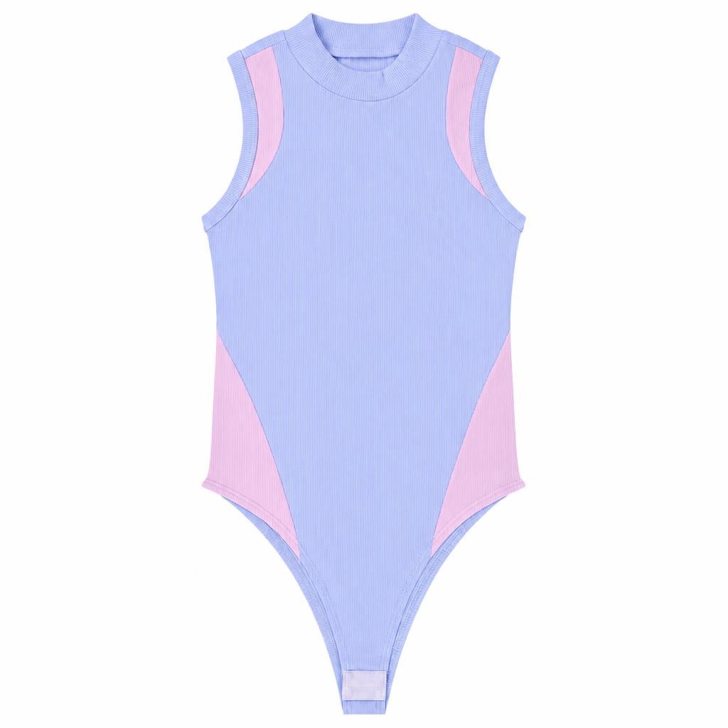 Body Galáctico Cuello Alto - Azul bebé + Rosado