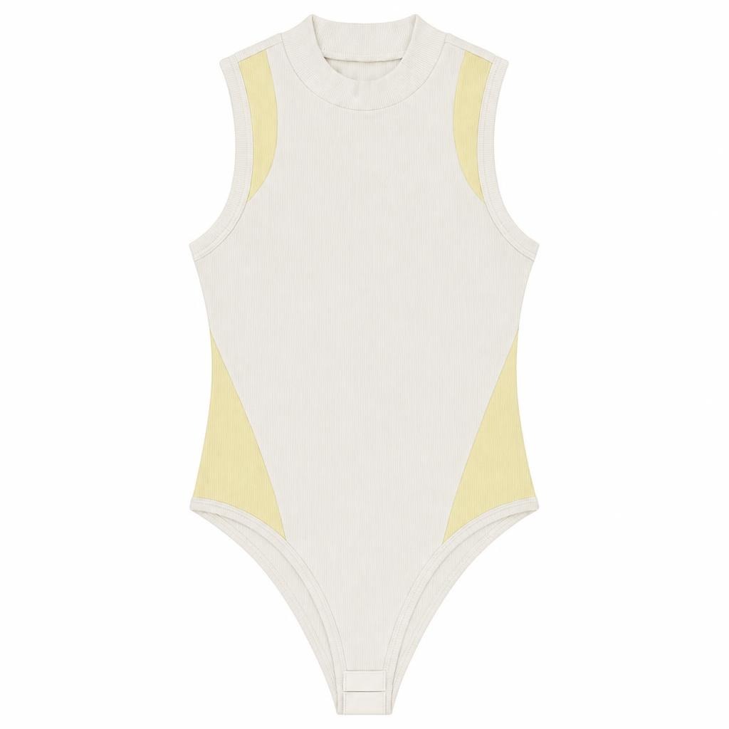 Body Galáctico Cuello Alto - Marfil + Amarillo