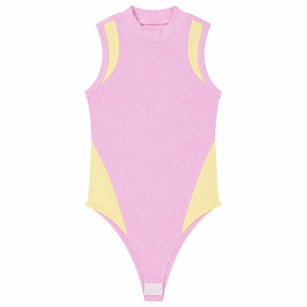 Body Galáctico Cuello Alto - Rosado + Amarillo