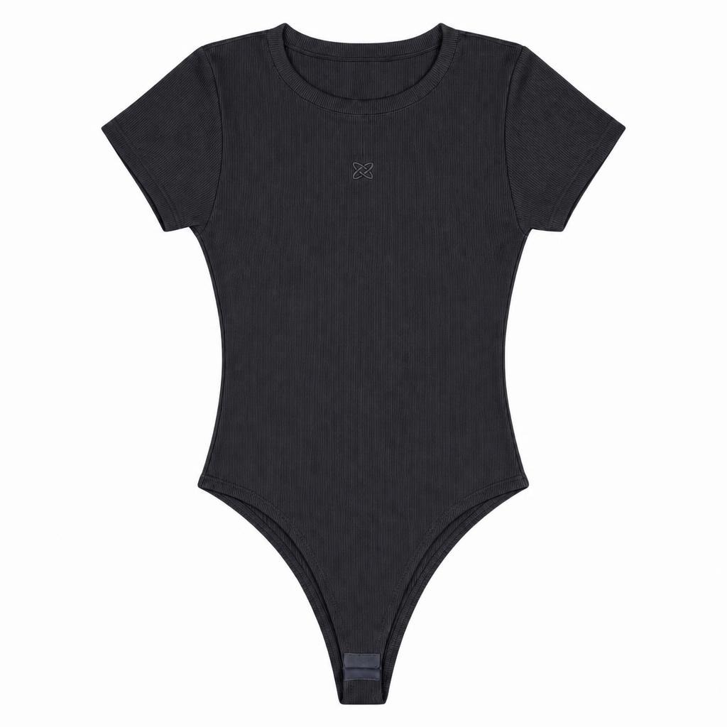 Body Manga Corta con Aplique - Negro
