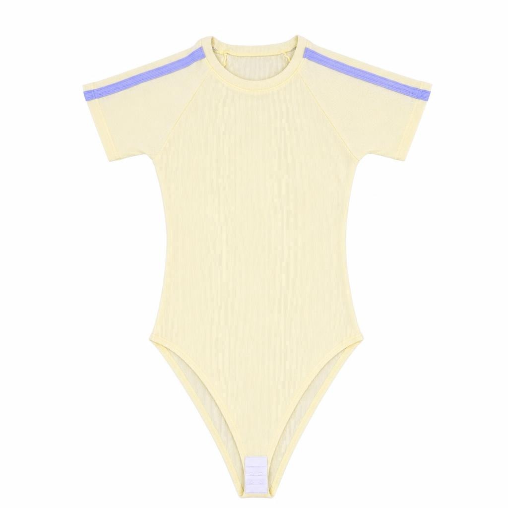 Body Manga Corta Lineas - Amarillo + Azul bebé