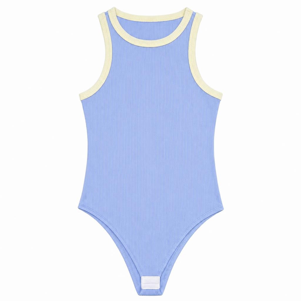 Body Plus Sizo Puño Combinado - Azul bebé + Amarillo