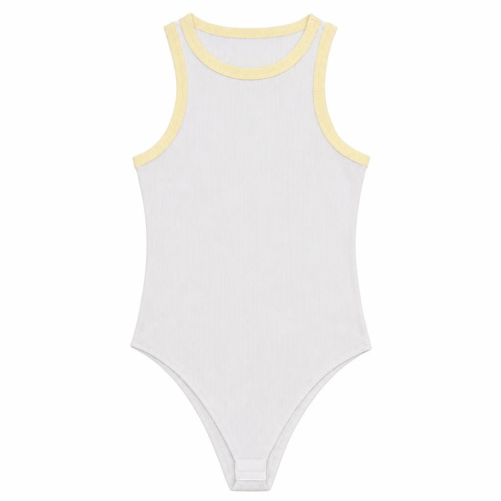 Body Plus Sizo Puño Combinado - Marfil + Amarillo
