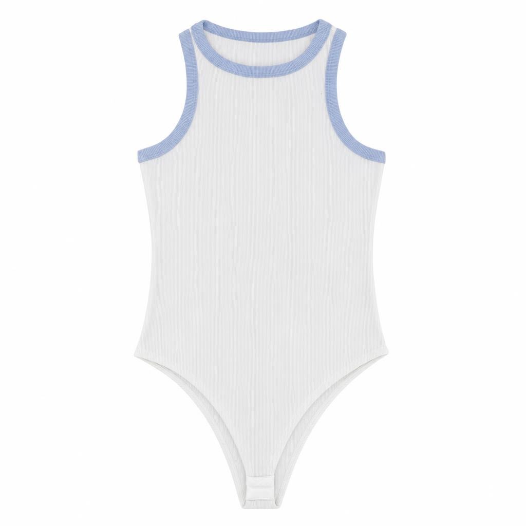 Body Plus Sizo Puño Combinado - Marfil + Azul bebé