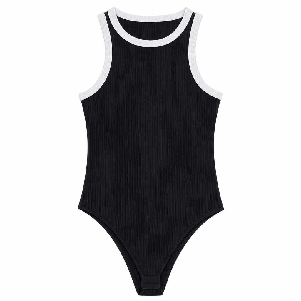 Body Plus Sizo Puño Combinado - Negro + Marfil