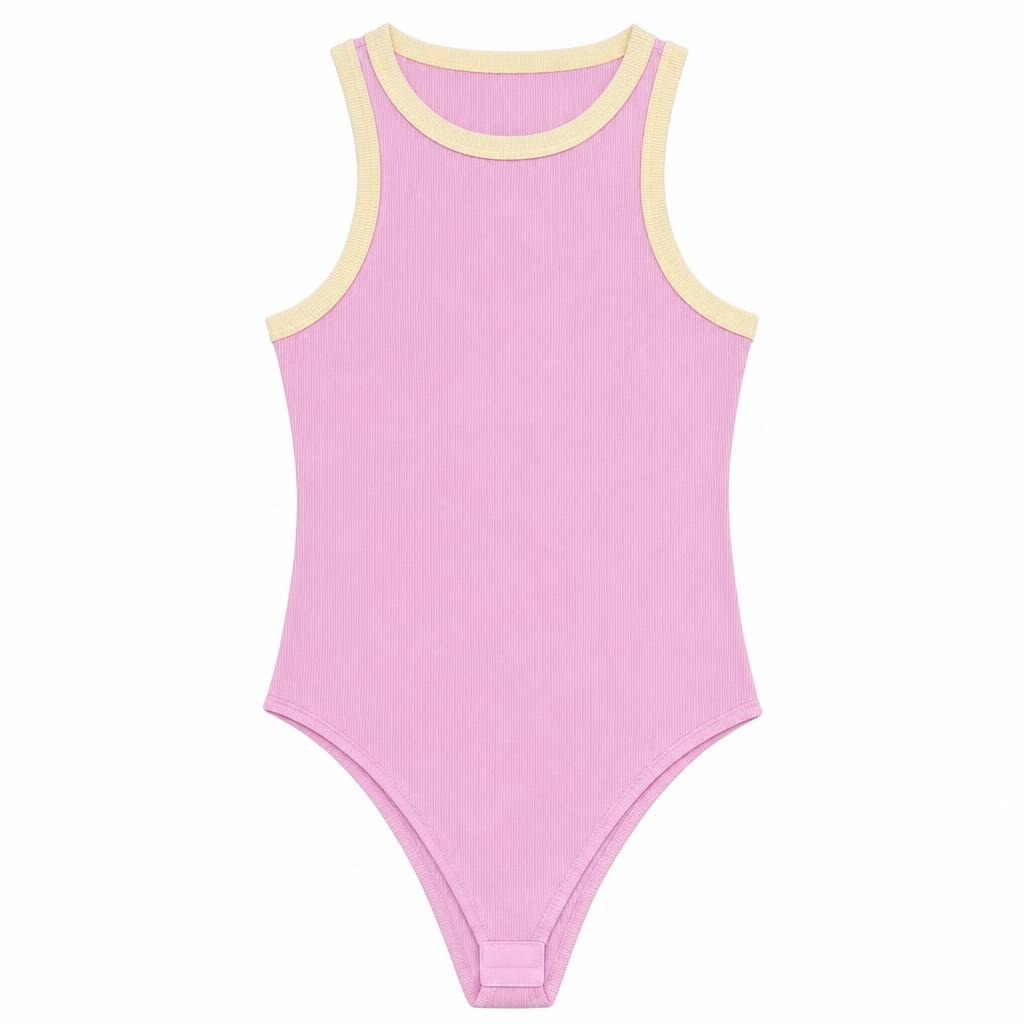 Body Plus Sizo Puño Combinado - Rosado + Amarillo