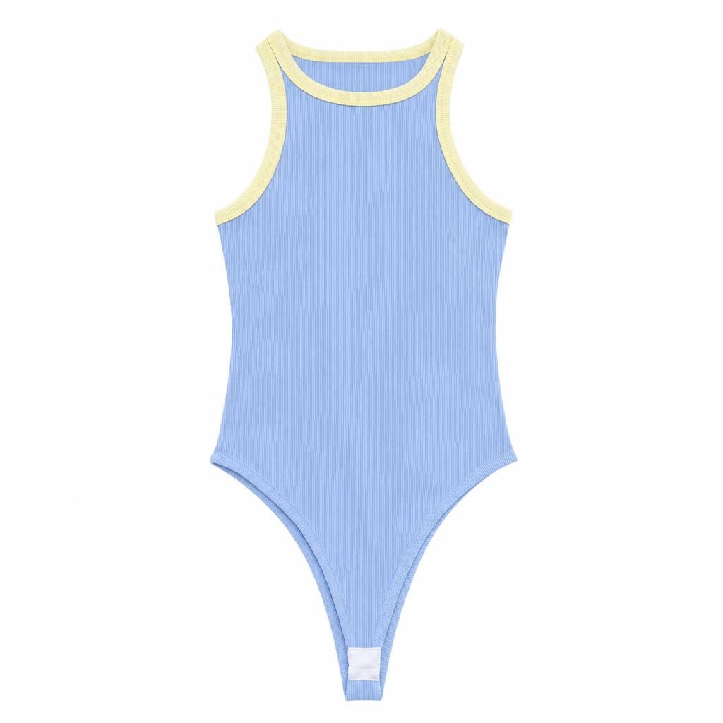 Body Sizo Puño Combinado - Azul bebé + Amarillo