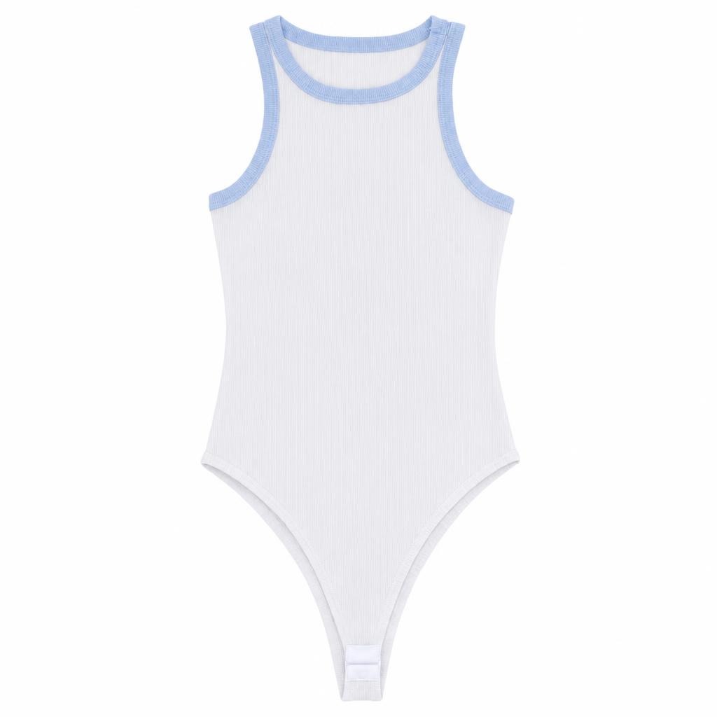 Body Sizo Puño Combinado - Marfil + Azul bebé