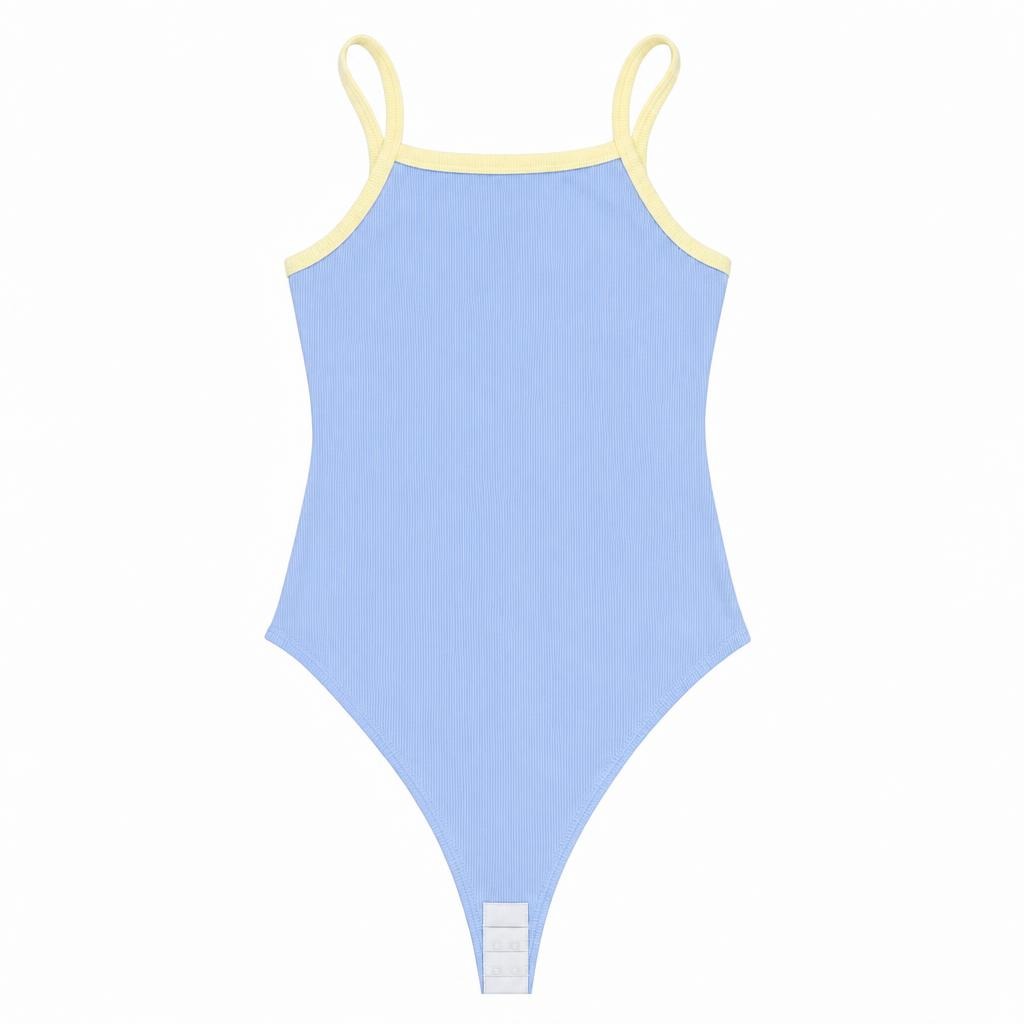 Body Tira Combinado - Azul bebé + Amarillo