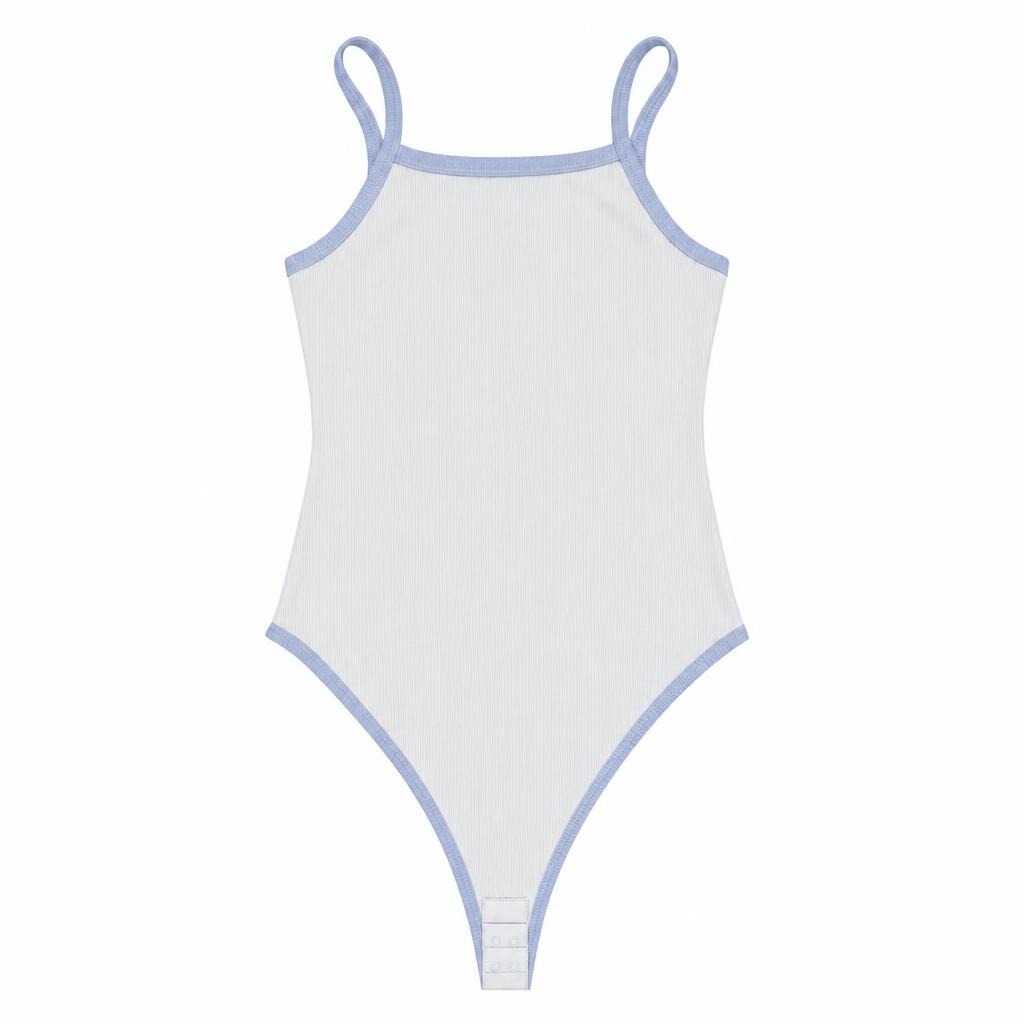 Body Tira Combinado - Marfil + Azul bebé