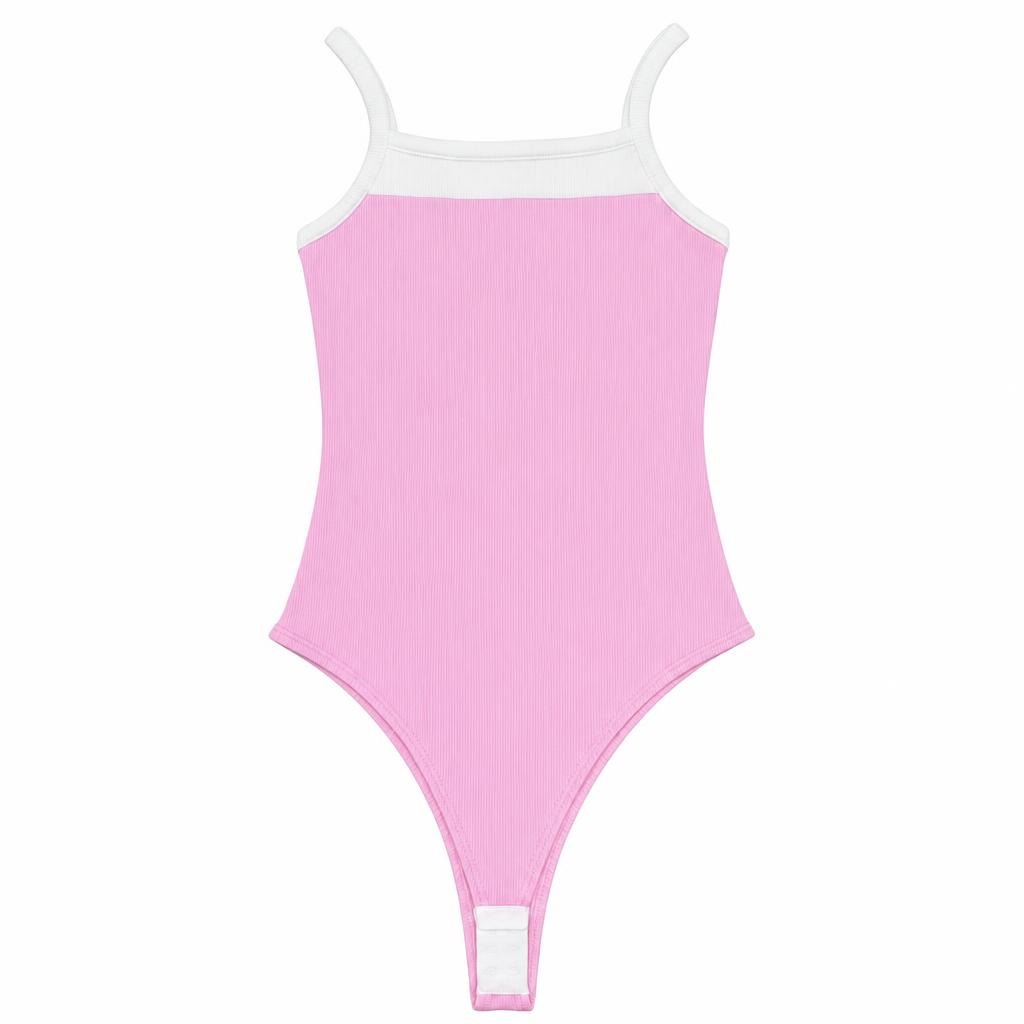 Body Tira Combinado - Rosado + Marfil