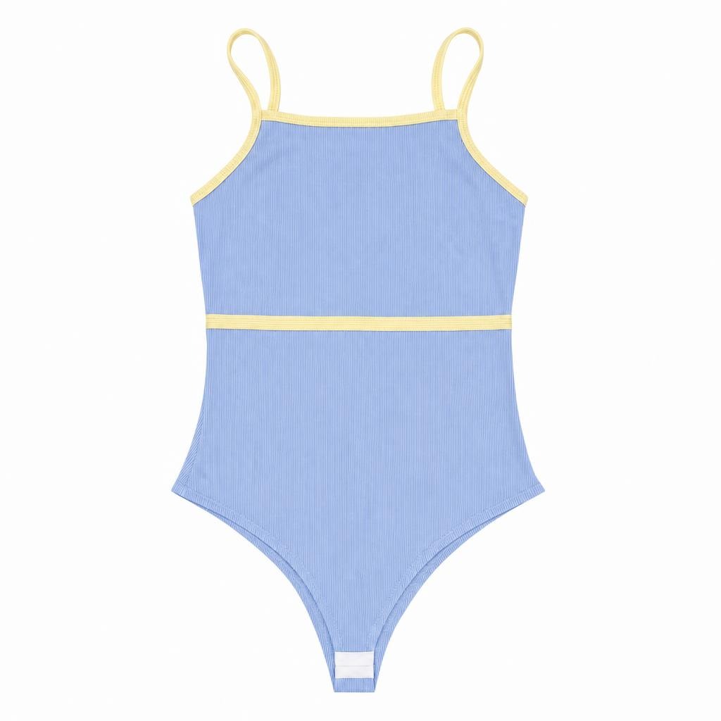 Body Tira Sesgo Busto - Azul bebé + Amarillo
