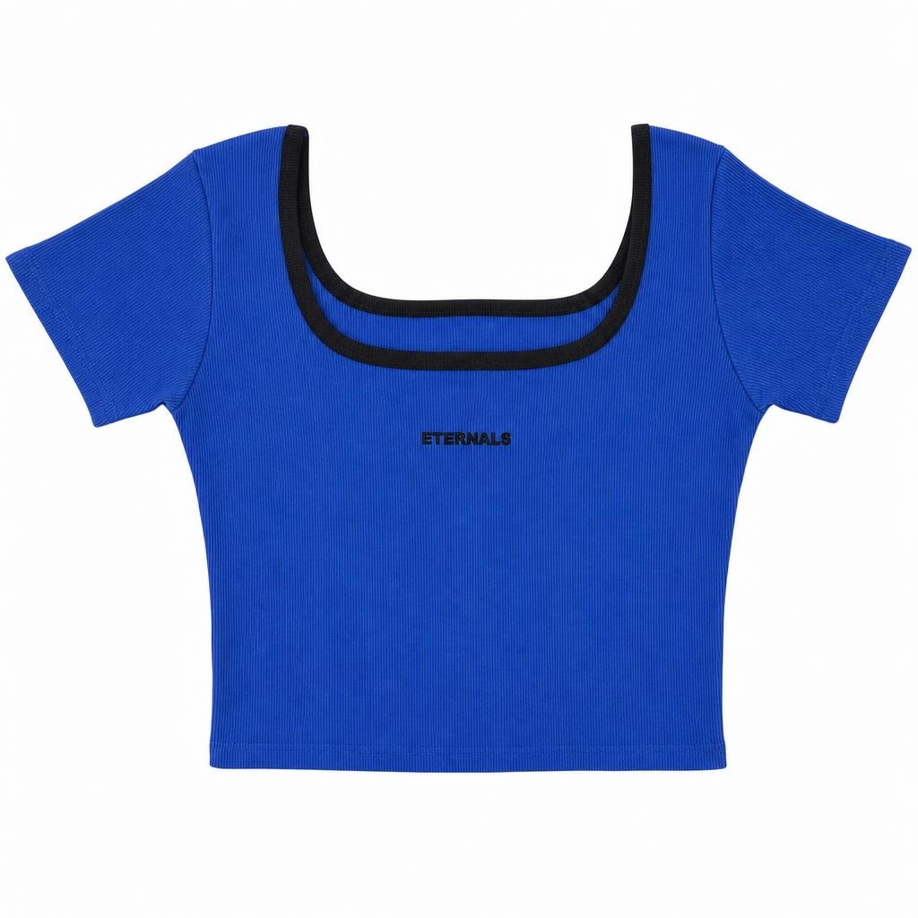Cuello Cuadrado Rib - Azul